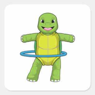 Sticker Carré Tortue à Fitness avec pneus Fitness