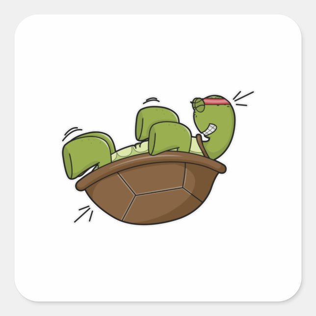 Sticker Carré Tortue à l'exercice pour les muscles abdominaux (Devant)