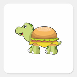 Sticker Carré Tortue avec coquille comme Burger.PNG