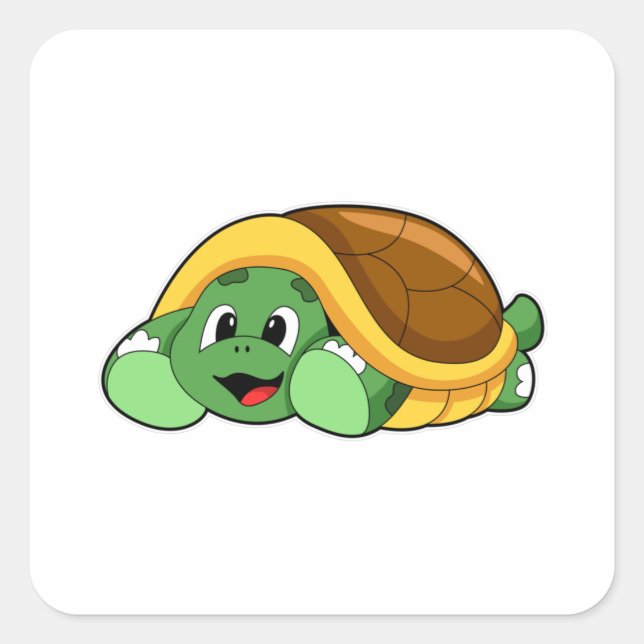 Sticker Carré Tortue avec coquille comme couverture (Devant)