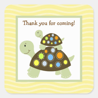 Sticker Carré Tortue colorée (Jaune) Carré Enveloppe Phoques 20