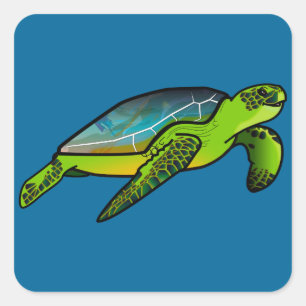 Sticker Carré Tortue de mer