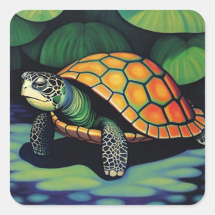 Sticker Carré Tortue de mer