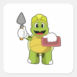 Sticker Carré Tortue en mason avec pierre