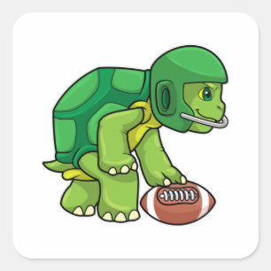 Sticker Carré Tortue en sport avec football et casque