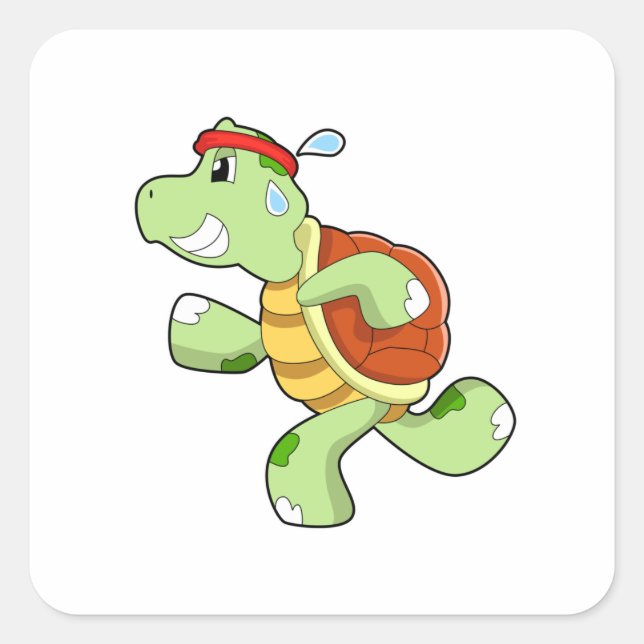 Sticker Carré Tortue en tant que coureur (Devant)