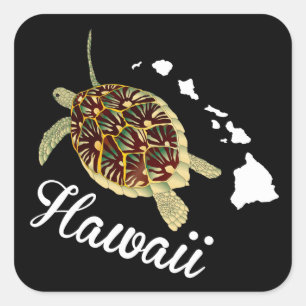 Sticker Carré Tortue Hawaii