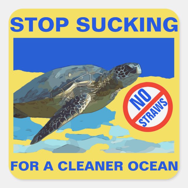 STICKER CARRÉ TORTUE MARINE (Devant)