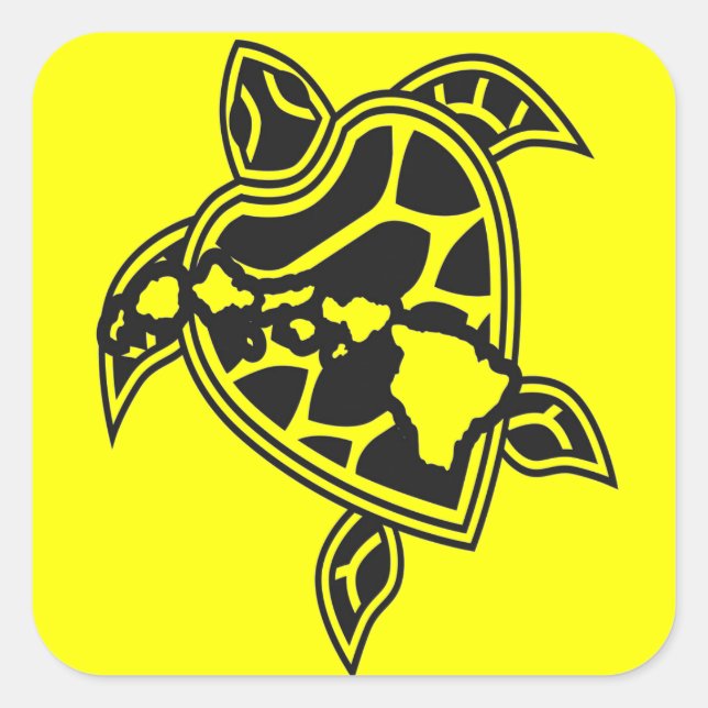 Sticker Carré Tortue verte d'Hawaii (Devant)