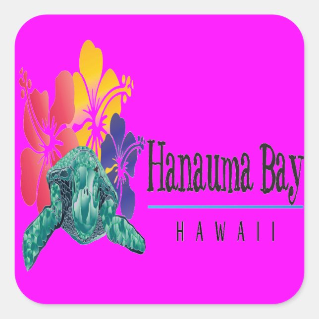 Sticker Carré Tortue verte d'Hawaii (Devant)