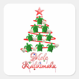 Sticker Carré Tortues de mer Mele Kalikimaka