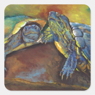 Sticker Carré Tortues peintes