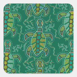 Sticker Carré Tortuga des Caraïbes