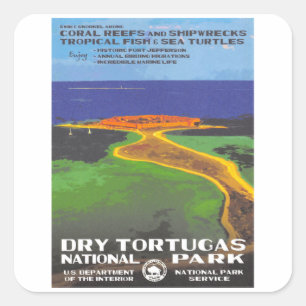 Sticker Carré Tortugas sèches - Vintage voyage