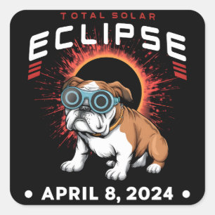 Sticker Carré Total Éclipse Solaire Avril 2024 Cadeaux de Bulldo