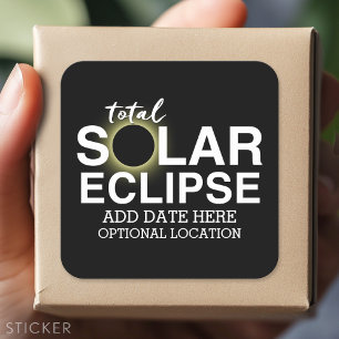 Sticker Carré Total Solaire Eclipse - 2024 ou date personnalisée