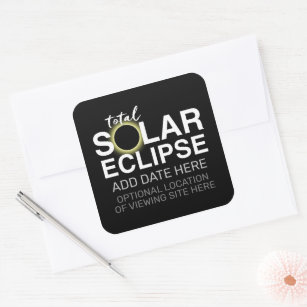 Sticker Carré Total Solaire Eclipse - 2024 ou date personnalisée