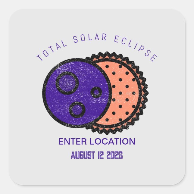 Sticker Carré Total Solaire Eclipse 2026 Personnalisé (Devant)