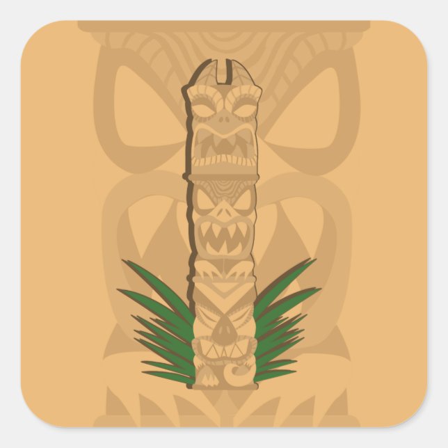 Sticker Carré Totem de Dinosaur Tiki (Devant)
