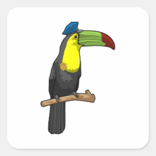 Sticker Carré Toucan en tant que policier