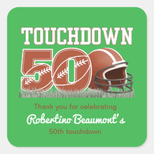 Sticker Carré Touchdown Cinquante Anniversaire de 50 ans drôle d