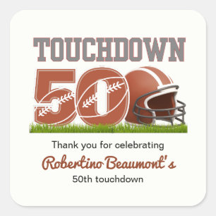 Sticker Carré Touchdown Cinquante Anniversaire de 50 ans drôle d