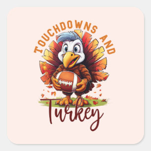 Sticker Carré Touchdown et Turquie Thanksgiving