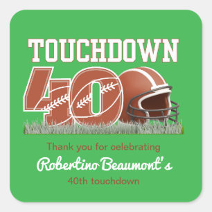 Sticker Carré Touchdown Quarty Funny Football 40e anniversaire