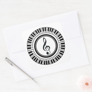 Sticker Carré Touches de piano circulaires et Clé de fer