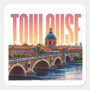 Sticker Carré Toulouse France Voyage Charme Ville Rose