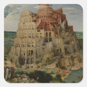 Sticker Carré Tour de Babel par Peter Bruegel l'Ancien