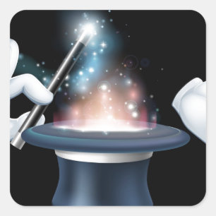 Sticker Carré Tour de baguette magique de magicien et de