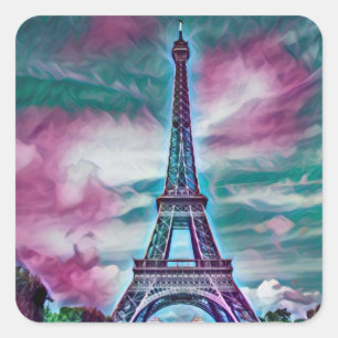 Sticker Carré Tour Eiffel Abstraite