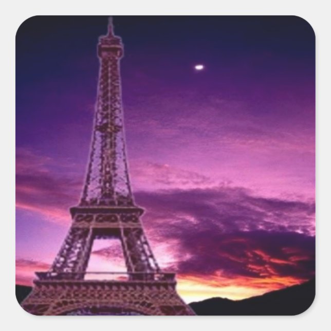 Sticker Carré Tour Eiffel dans Sunshine Sky (Devant)