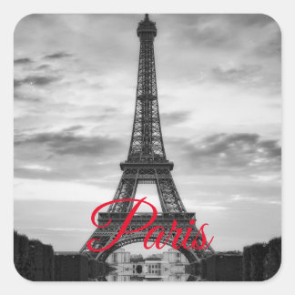 Sticker Carré Tour Eiffel Noir Blanc Paris Voyage en Europe