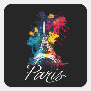 Sticker Carré Tour Eiffel Paris Filles Voyage Vacances France So
