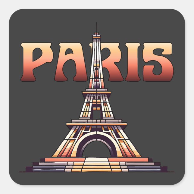 Sticker Carré Tour Eiffel Paris France (Devant)