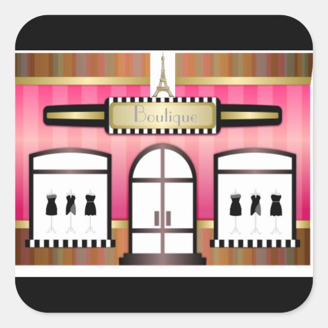 Sticker Carré Tour Eiffel Paris Mode Boutique Français (Devant)
