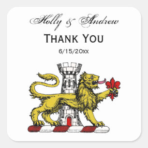 Sticker Carré Tour Lion Fleur de Lis Crest Emblem C