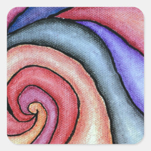 Sticker Carré Tourbillon d'aquarelle