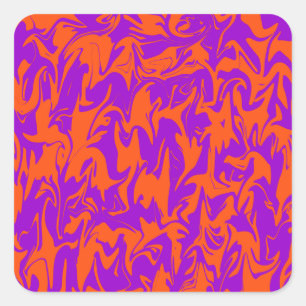 Sticker Carré Tourbillon violet et orange
