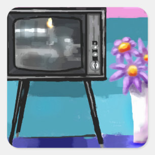 Sticker Carré Tournage Retro Télévision Peinture du milieu du si