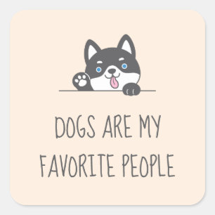 Sticker Carré Tourne de Chien Husky au-dessus de Citation