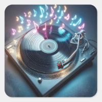 Tourne-disque stéréo avec notes néon