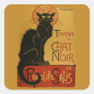 Sticker Carré Tournee de Conversation Noir Chat noir