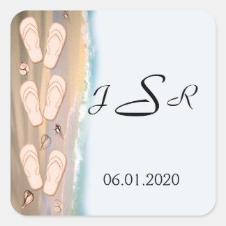 Sticker Carré Tourner les tongs sur l'autocollant Monogramme de