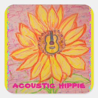 Sticker Carré Tournesol acoustique acoustique hippie