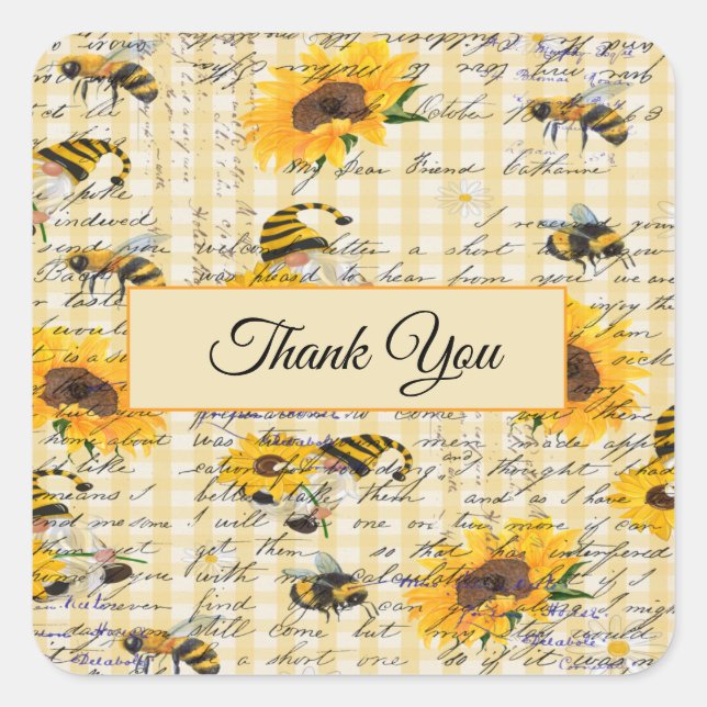 Sticker Carré Tournesol Bee Gnome (Devant)