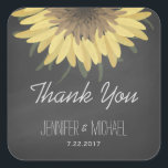 Sticker Carré Tournesol Chalkboard Russe Mariage Merci<br><div class="desc">Chalky tournesol rustique gris foncé style tableau noir mariage merci autocollant avec tournesol lunatique au bord supérieur et typographie mixte personnalisable par katz_d_zynes | Une partie de la collection de Mariages rustiques du tableau de tournesol de katzdzynes >> https://www.zazzle.com/collections/119897987782148015</div>