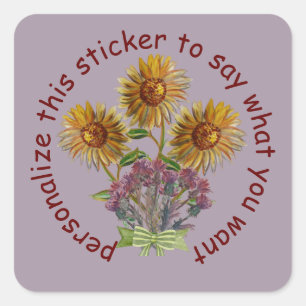 Sticker Carré tournesol & chardons et arc personnalisable